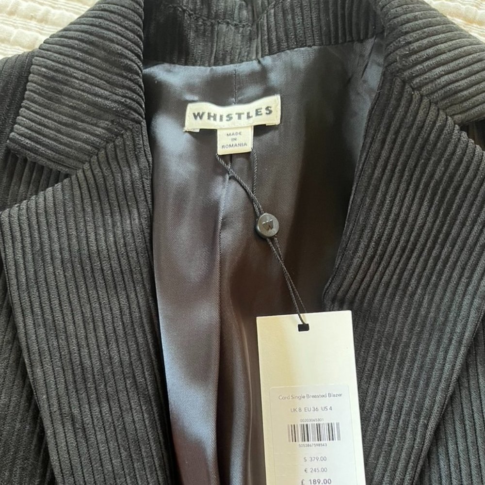 Whistles - Black Cord Single Breasted Blazer - 4 - Picture 4 of 15